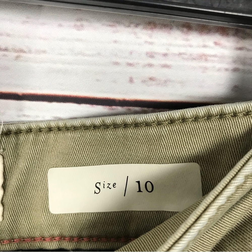 by Anthropologie Chico pants  olive green wide leg cropped size 10 casual pants - Picture 9 of 9